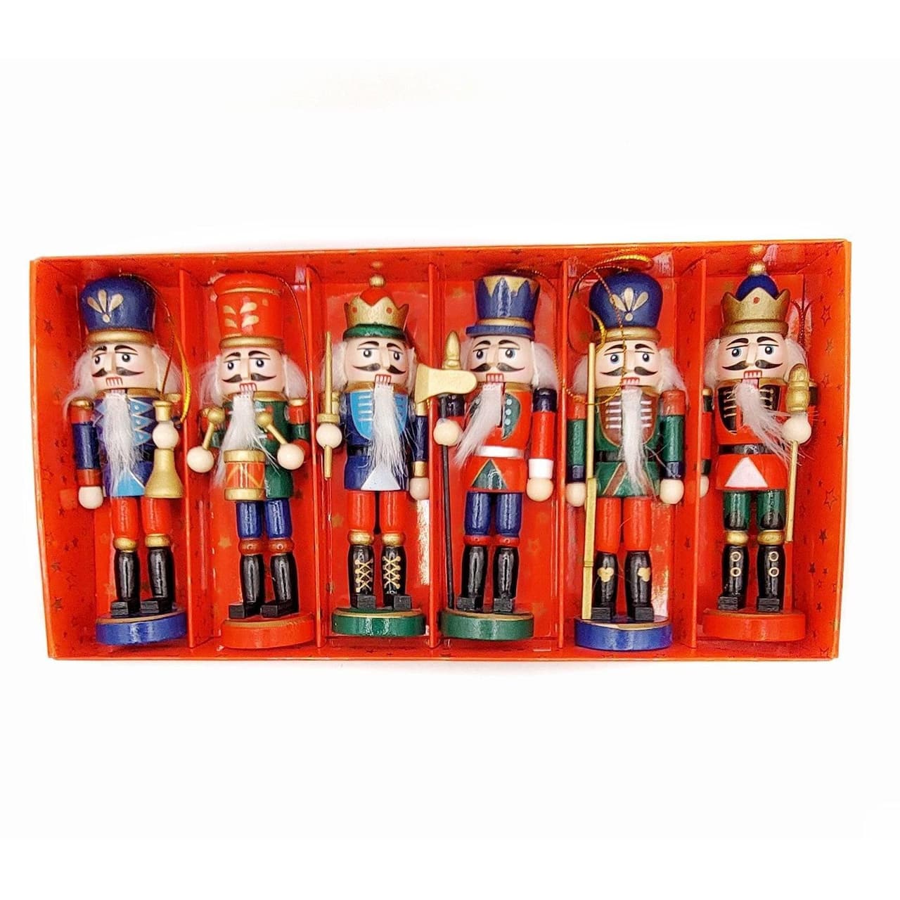 Wizardi 4.92" Multicolor Wooden Nutcracker Figurine Set